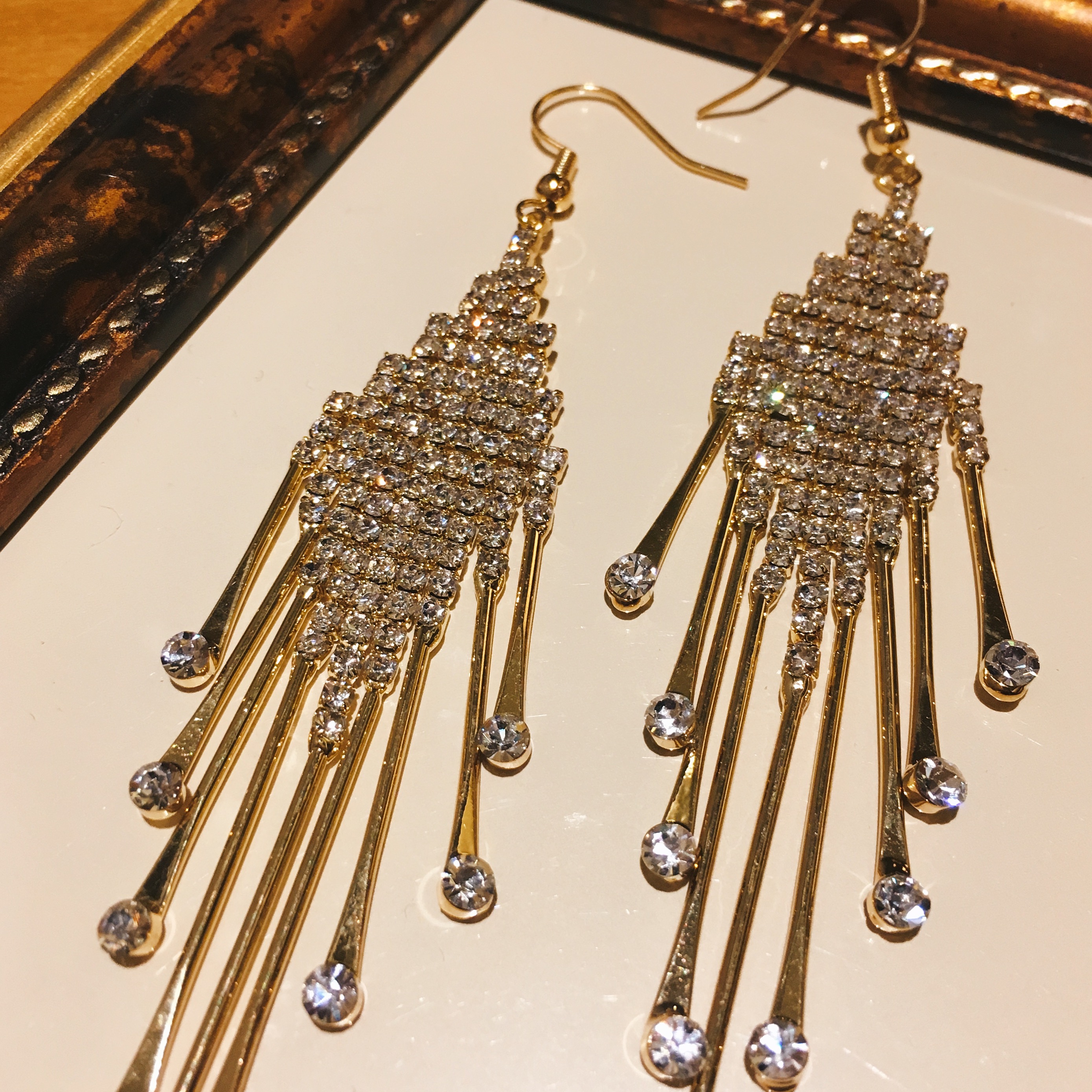 Earrings Available Luxurious blinged rhombus shape