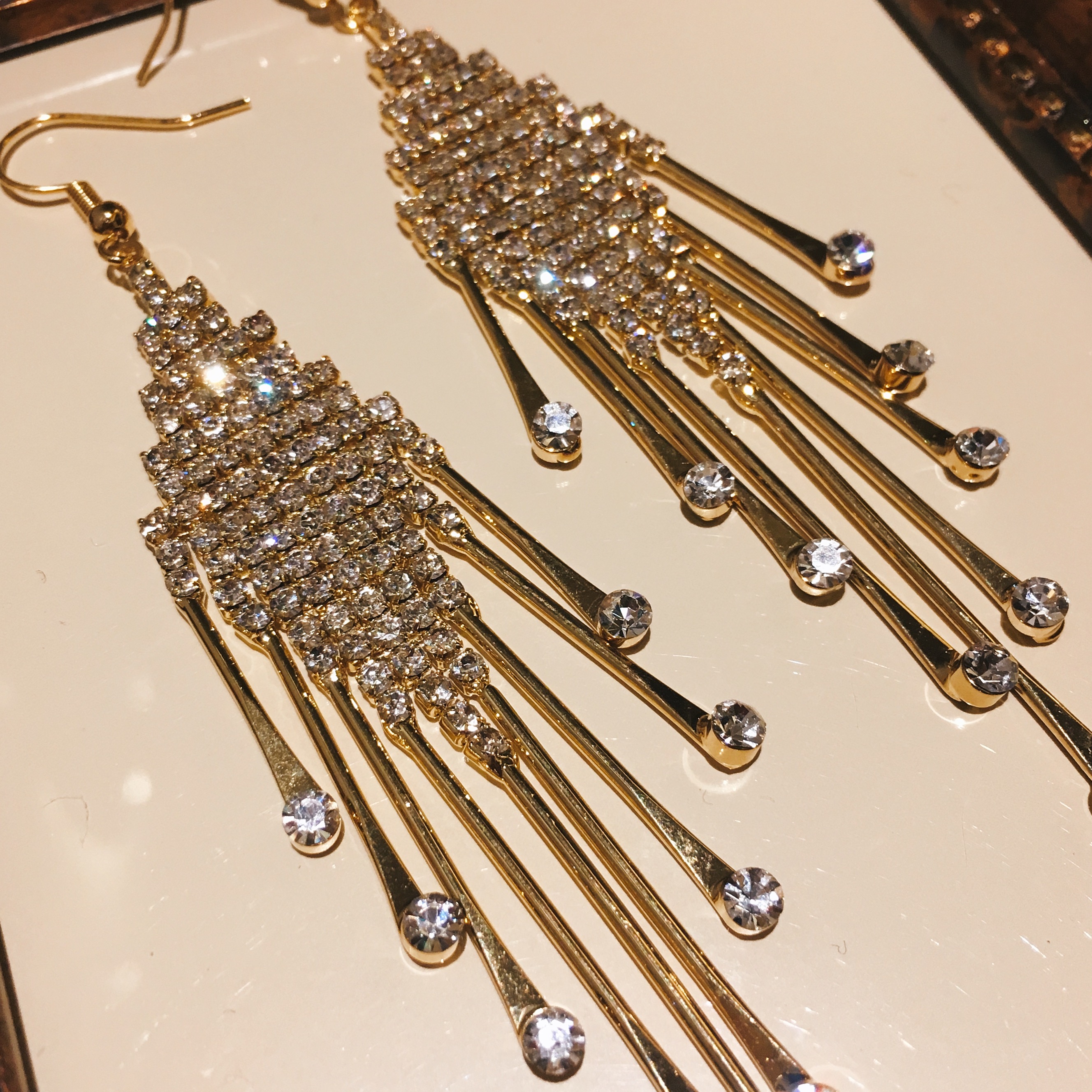 Earrings Available Luxurious blinged rhombus shape