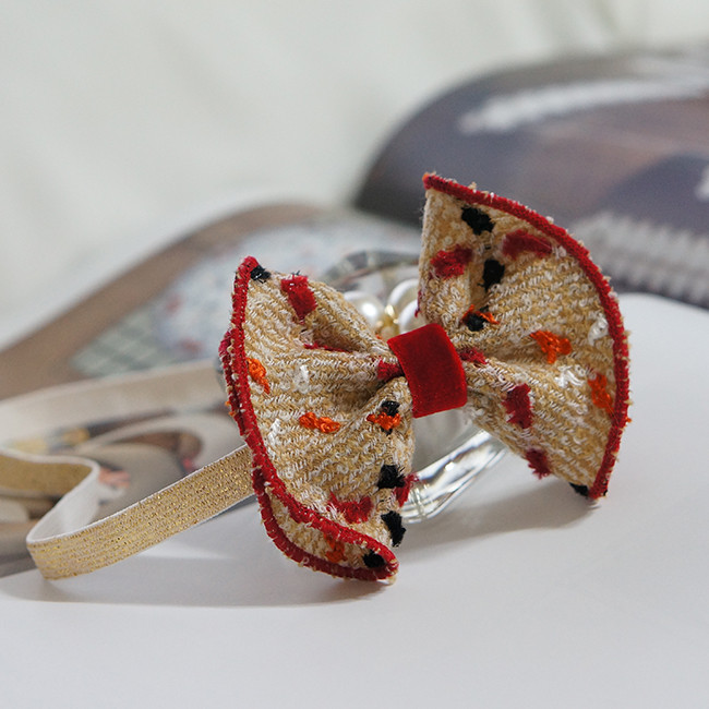 Hair Accessories Beige Red Ruffle Ribbon Baby Hair