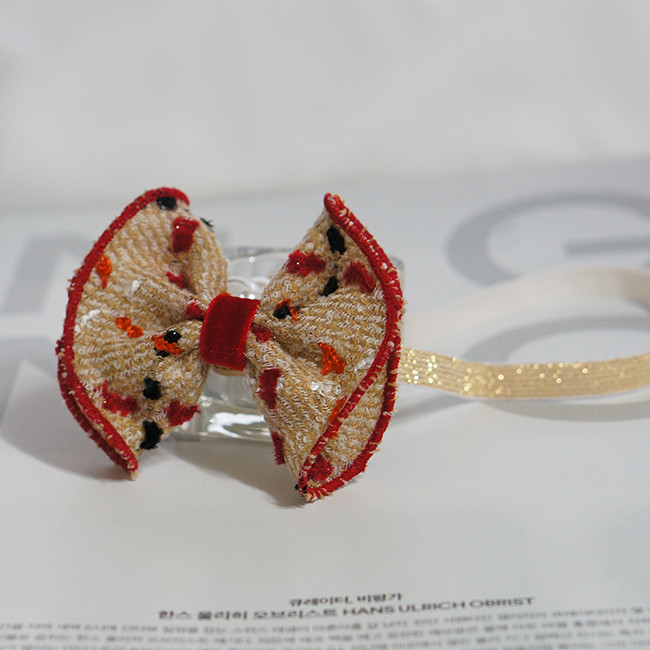 Hair Accessories Beige Red Ruffle Ribbon Baby Hair