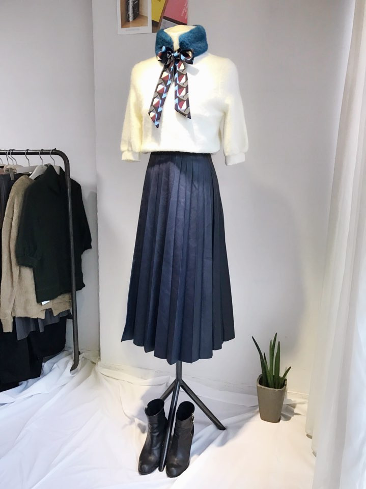 Blue Fake Per Mink Twilie Muffler Shawl Petit Scar