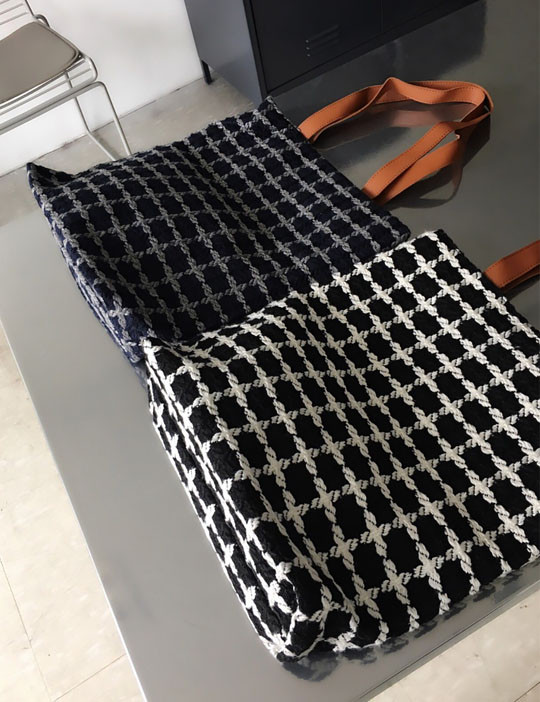 Check Tweed Eco Bag Embroidery college bag Recomme