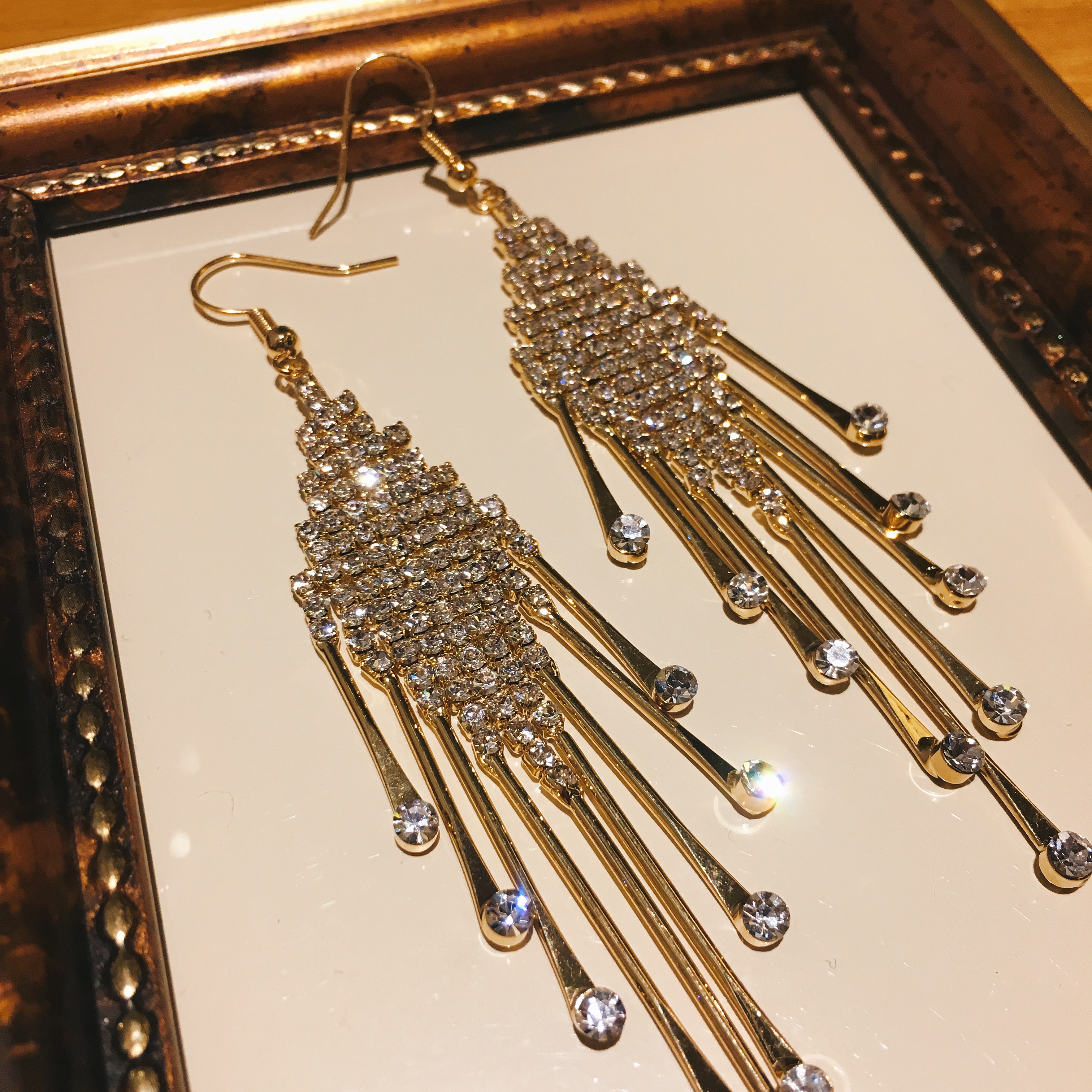 Earrings Available Luxurious blinged rhombus shape