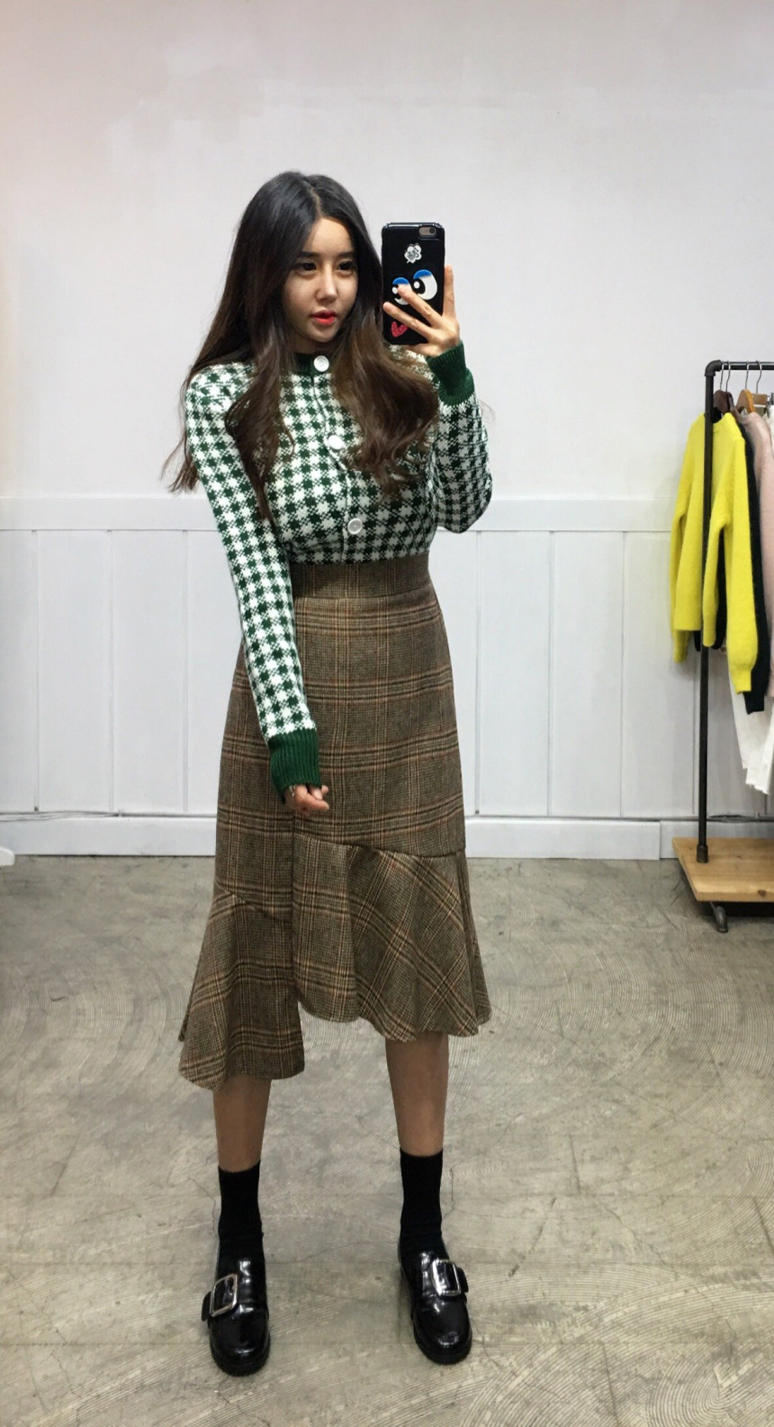 Winter Mermaid Check Unlined Long Skirt 2COLOR Coo