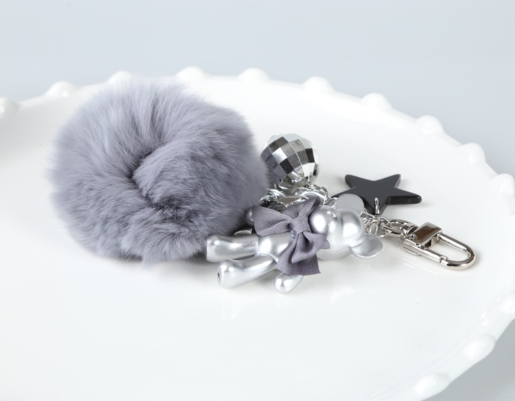Rabbit Fleece Pepper Varex Pom Fom Bag Charm Luxur