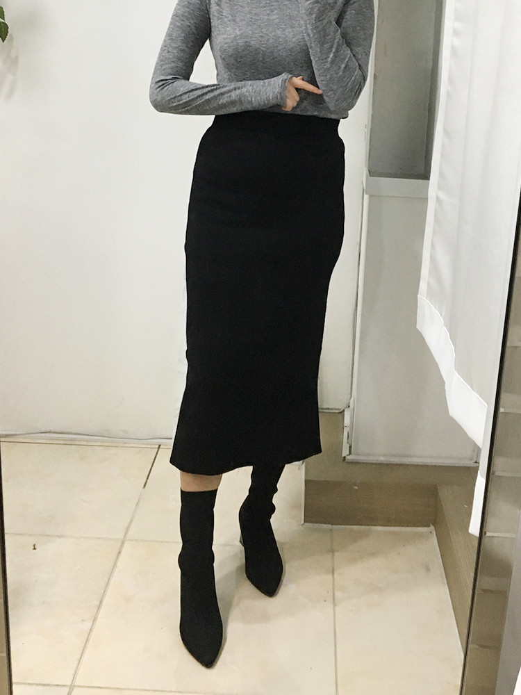 Cash Back Knit Skirt Contemporary Styling Chic Ron