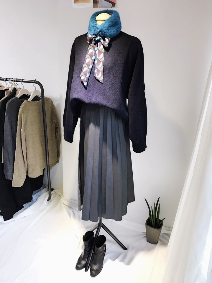 Blue Fake Per Mink Twilie Muffler Shawl Petit Scar