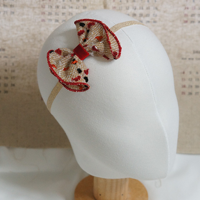 Hair Accessories Beige Red Ruffle Ribbon Baby Hair