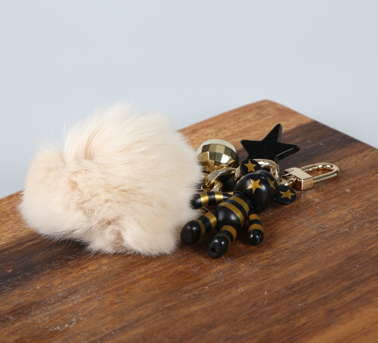 Rabbit Fleece Pepper Varex Pom Fom Bag Charm Luxur