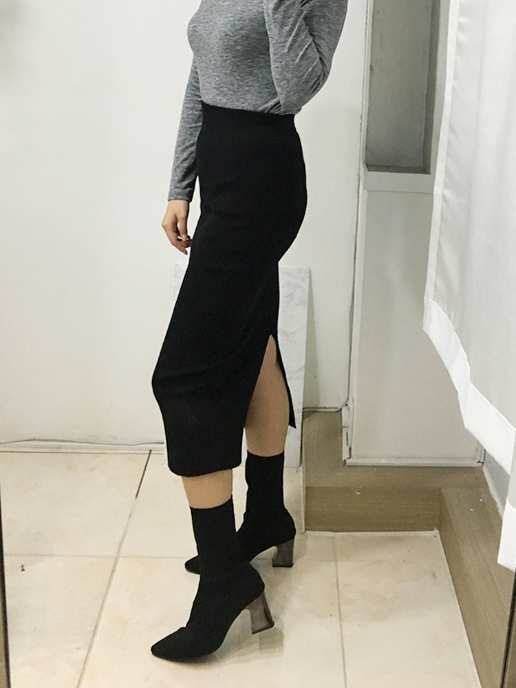 Cash Back Knit Skirt Contemporary Styling Chic Ron