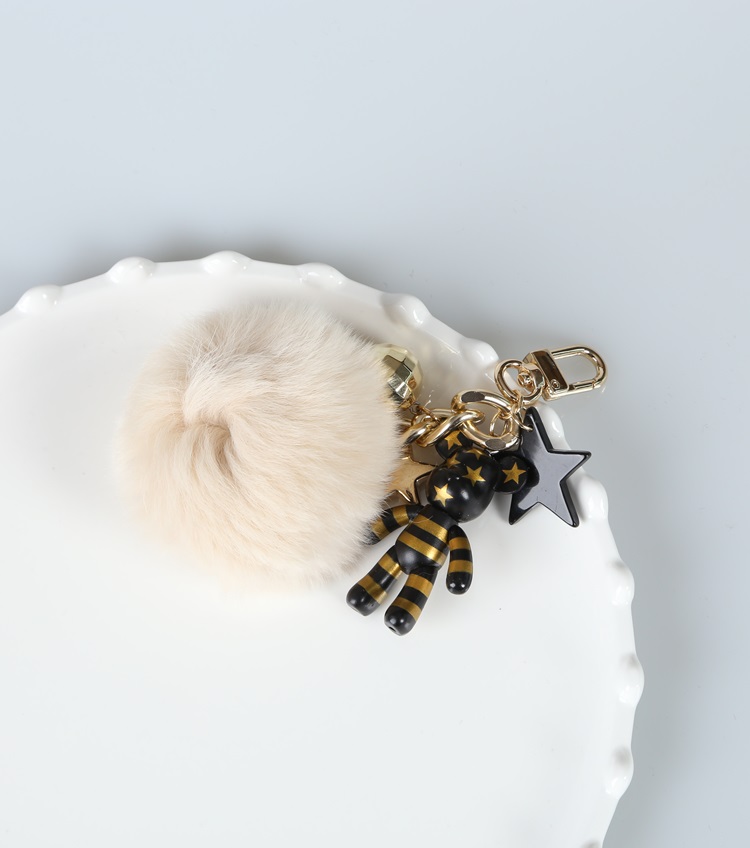 Rabbit Fleece Pepper Varex Pom Fom Bag Charm Luxur