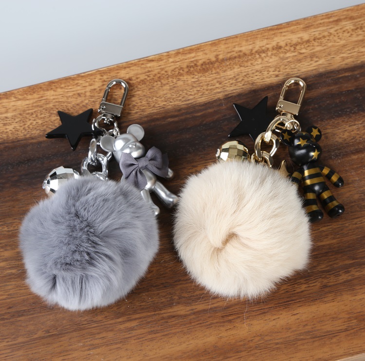 Rabbit Fleece Pepper Varex Pom Fom Bag Charm Luxur