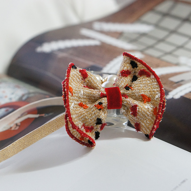 Hair Accessories Beige Red Ruffle Ribbon Baby Hair