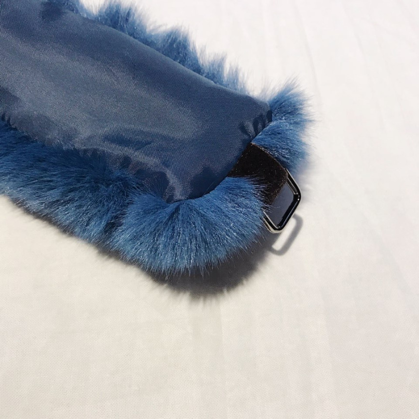 Blue Fake Per Mink Twilie Muffler Shawl Petit Scar