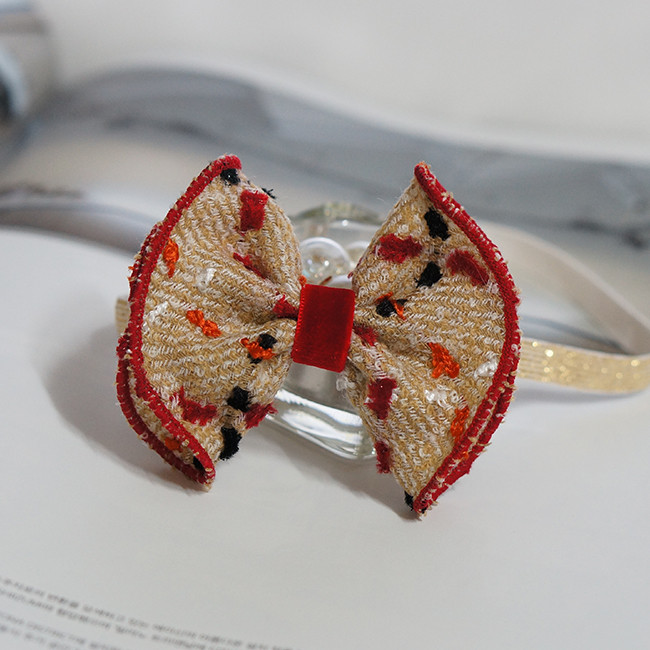 Hair Accessories Beige Red Ruffle Ribbon Baby Hair