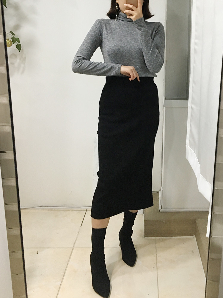 Cash Back Knit Skirt Contemporary Styling Chic Ron