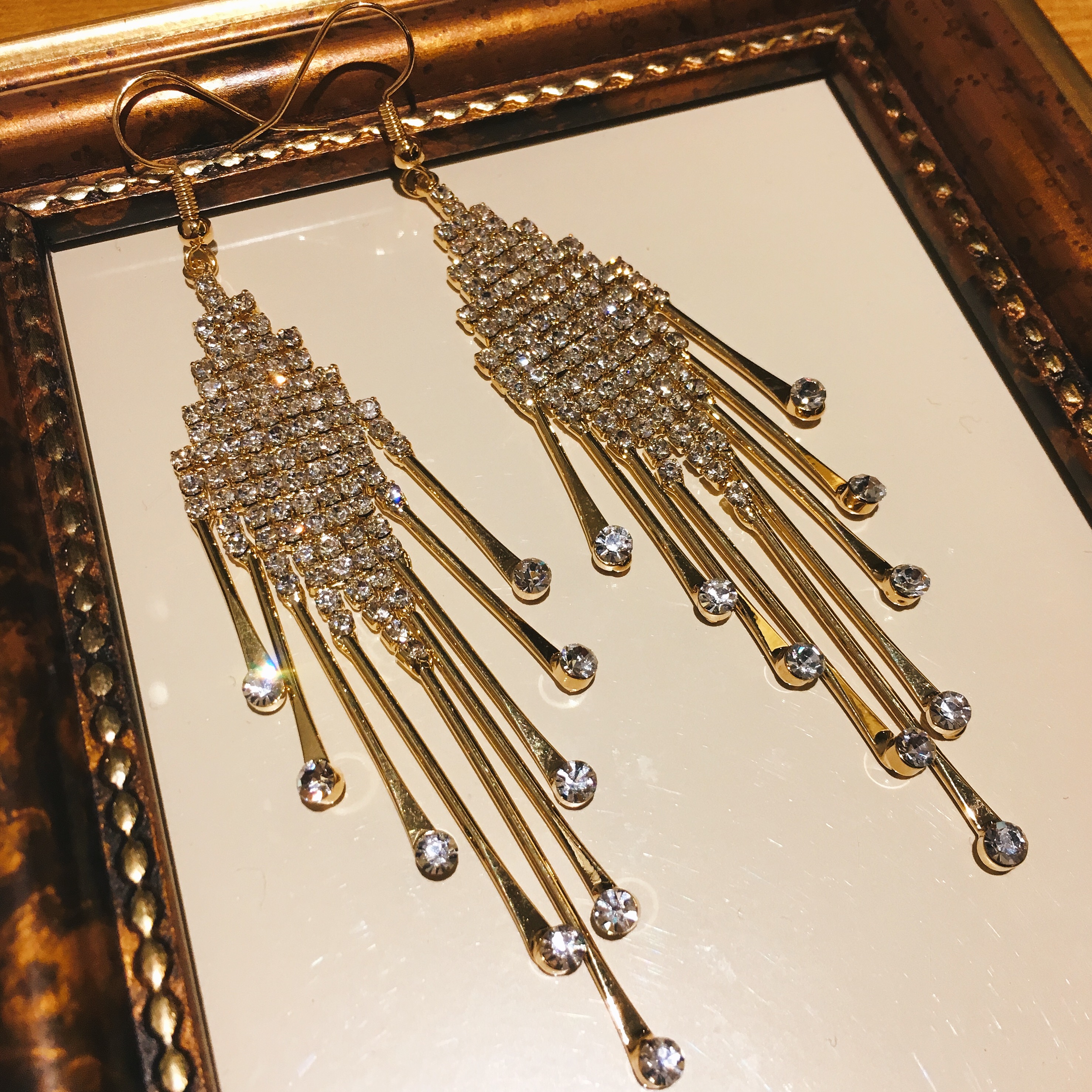 Earrings Available Luxurious blinged rhombus shape