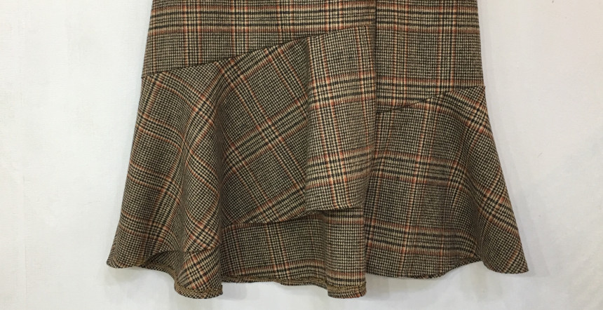 Winter Mermaid Check Unlined Long Skirt 2COLOR Coo