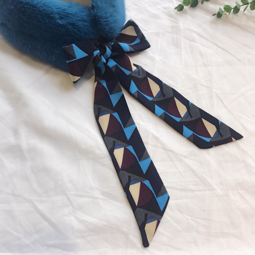 Blue Fake Per Mink Twilie Muffler Shawl Petit Scar