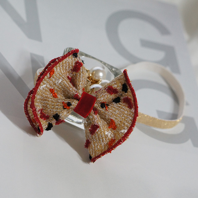 Hair Accessories Beige Red Ruffle Ribbon Baby Hair