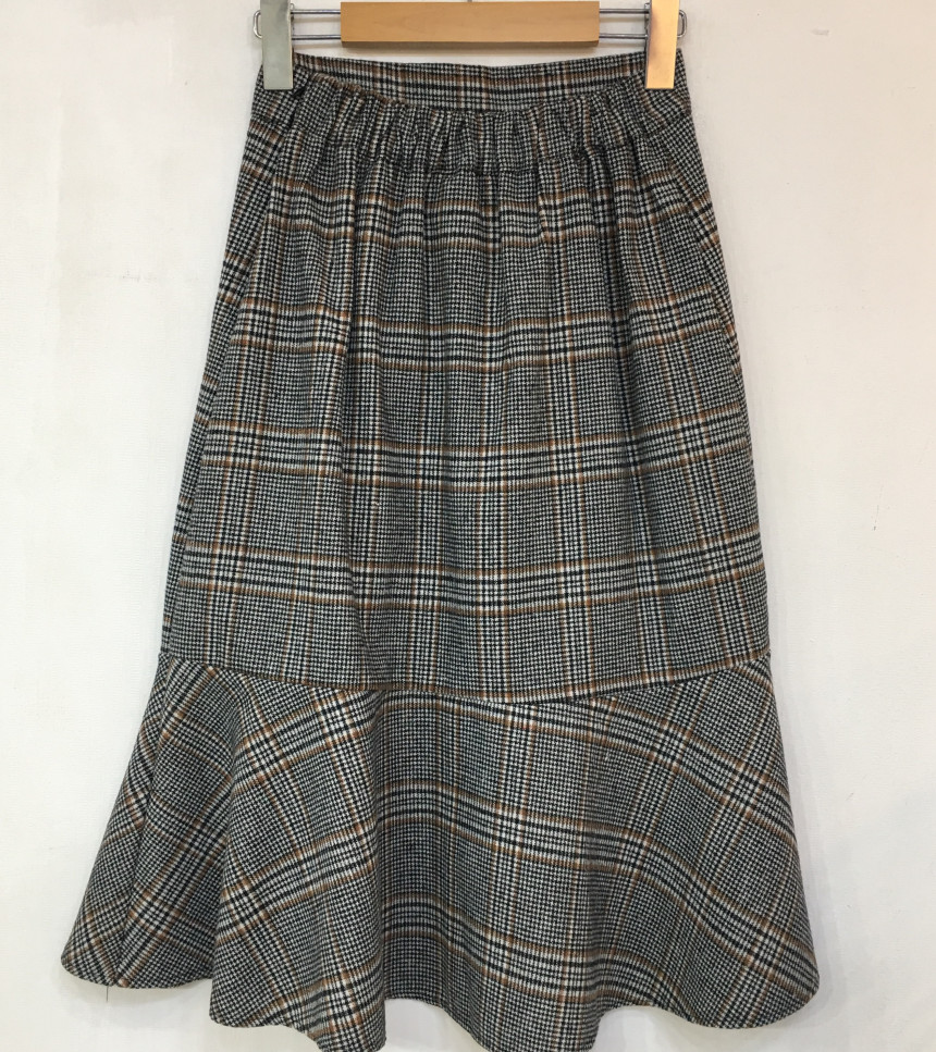 Winter Mermaid Check Unlined Long Skirt 2COLOR Coo