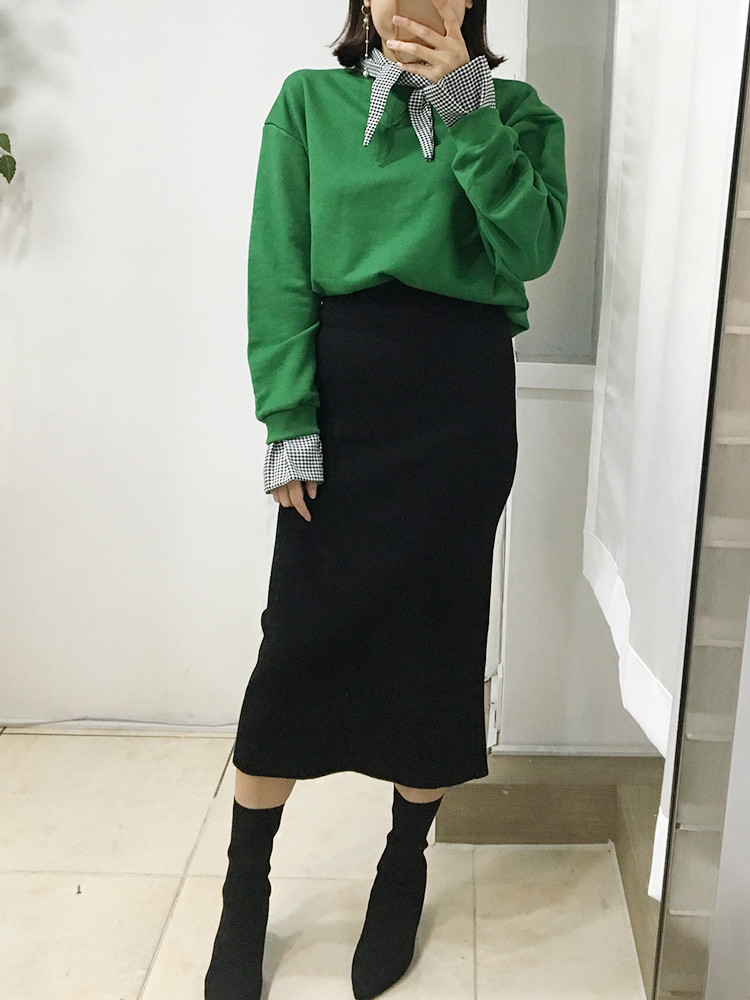 Cash Back Knit Skirt Contemporary Styling Chic Ron