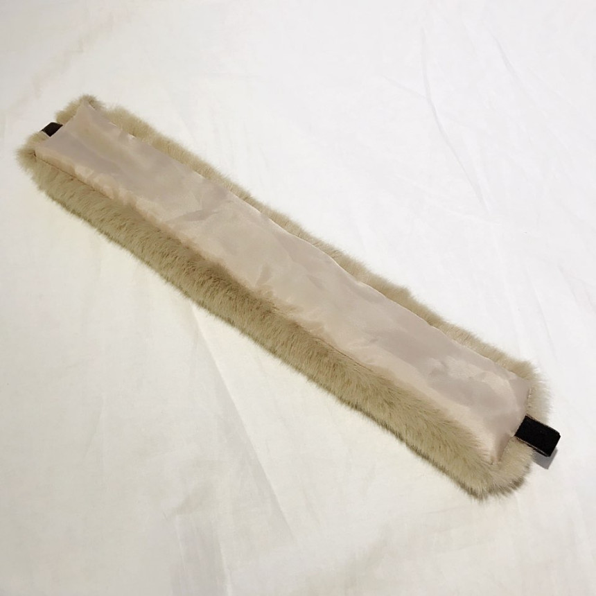 Beige Fake Fur Mink Twilie Muffler Shawl Petit Sca