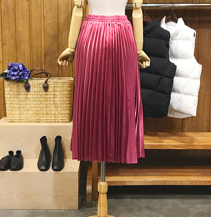 Metal pleated long skirt wrinkled autumn