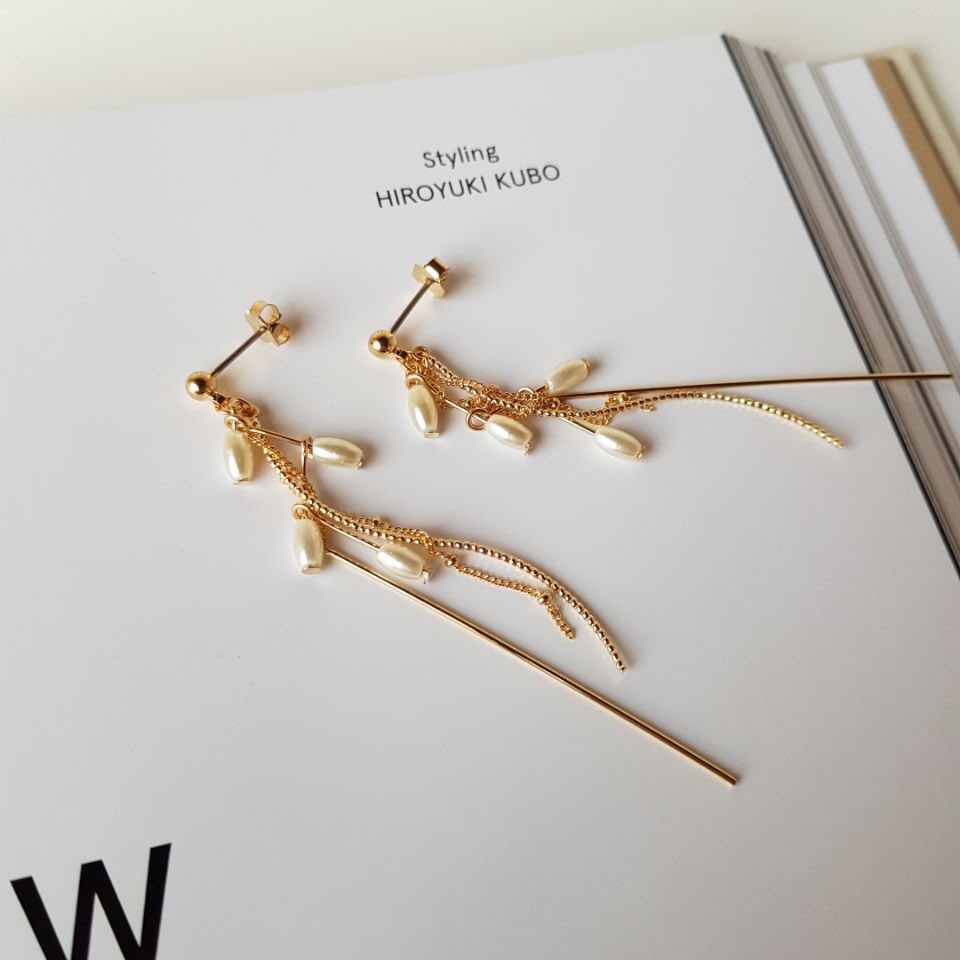 Lauren Crystal Long Drop Earrings 4 color Luxury l