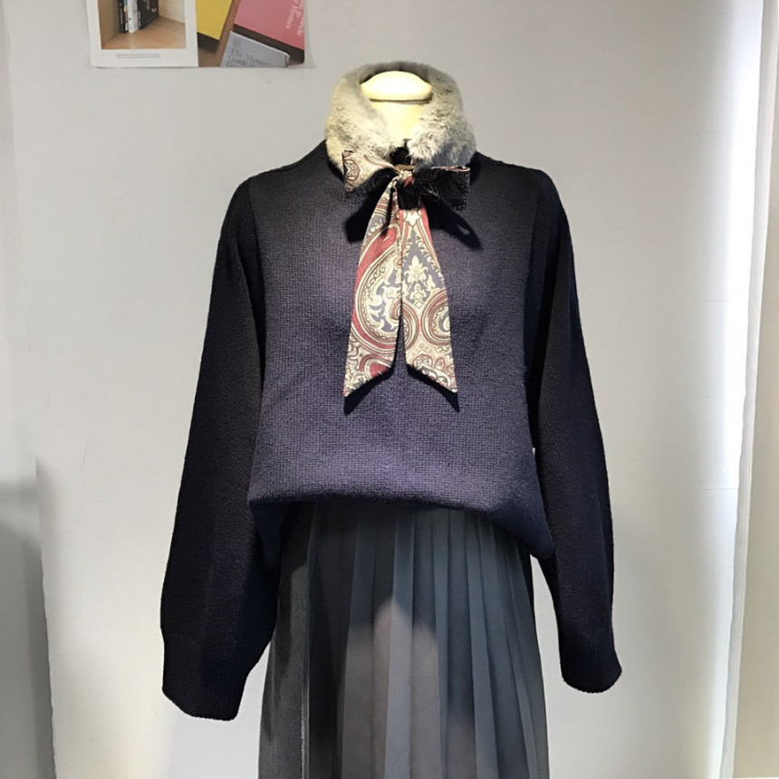 Gray Fake Per Mink Twilie Muffler Shawl Petit Scar