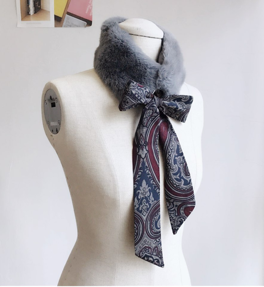 Gray Fake Per Mink Twilie Muffler Shawl Petit Scar