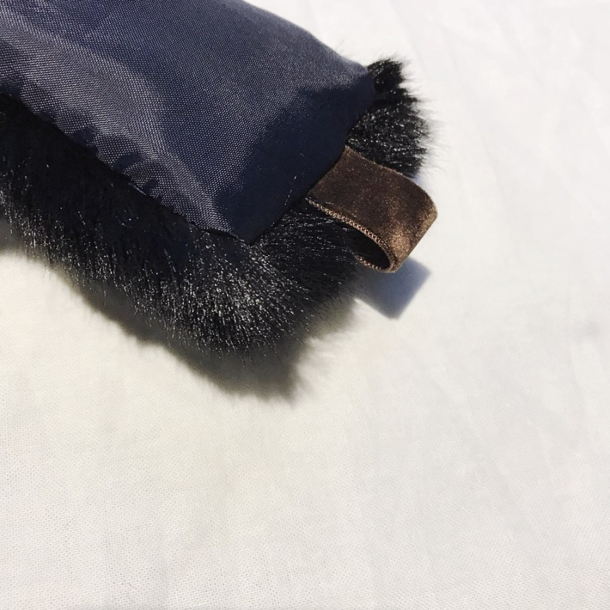 Black Fake Per Mink Twilie Muffler Shawl Petit Sca