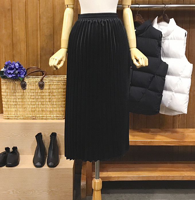 Metal pleated long skirt wrinkled autumn