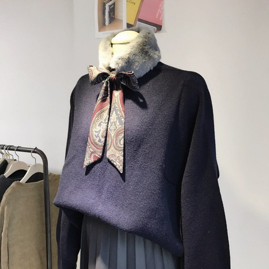 Gray Fake Per Mink Twilie Muffler Shawl Petit Scar