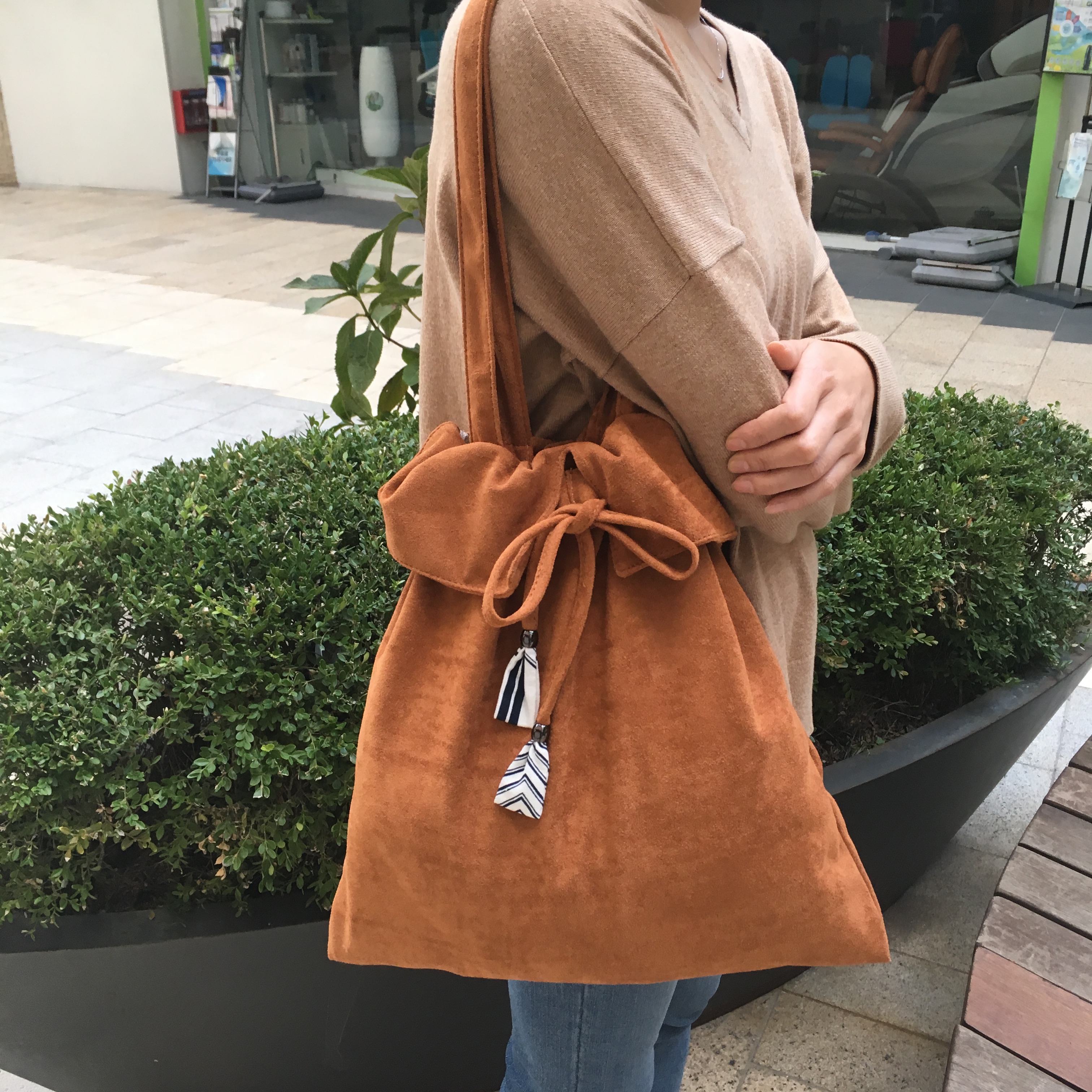 TOTE ECO SHOPPING TRAVEL Suede embroidered eco-bac