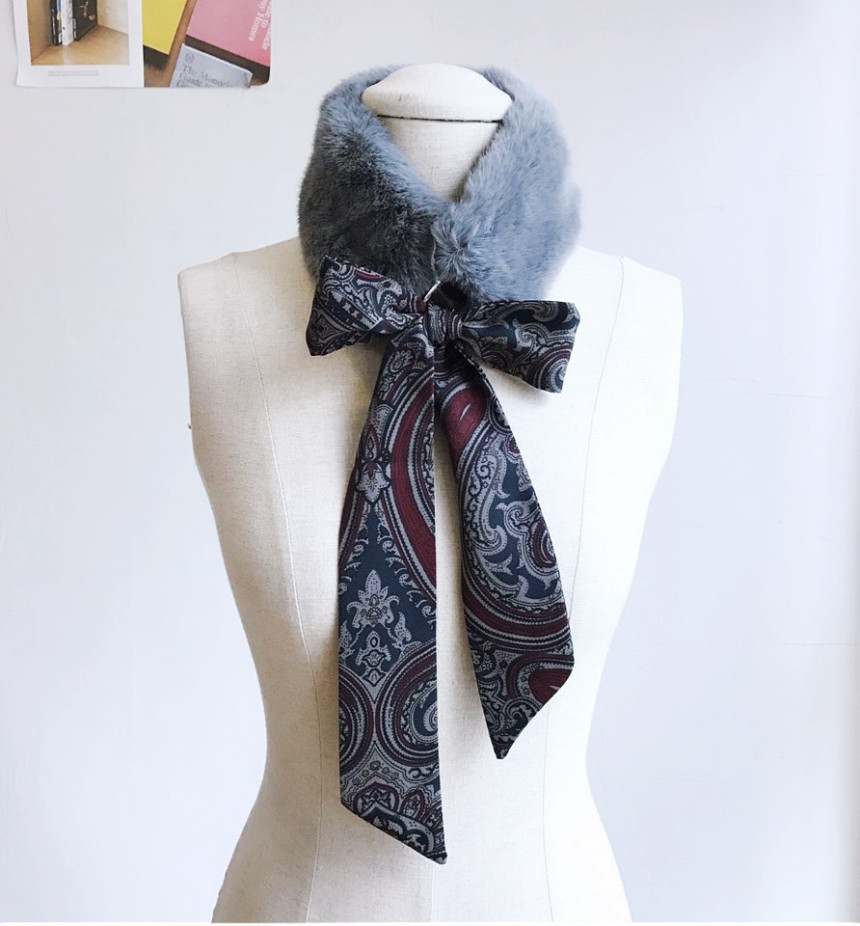 Gray Fake Per Mink Twilie Muffler Shawl Petit Scar