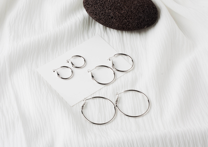 Basic basic ring earrings 3 kinds Daily coordinati