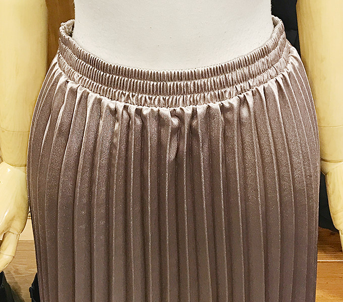 Metal pleated long skirt wrinkled autumn