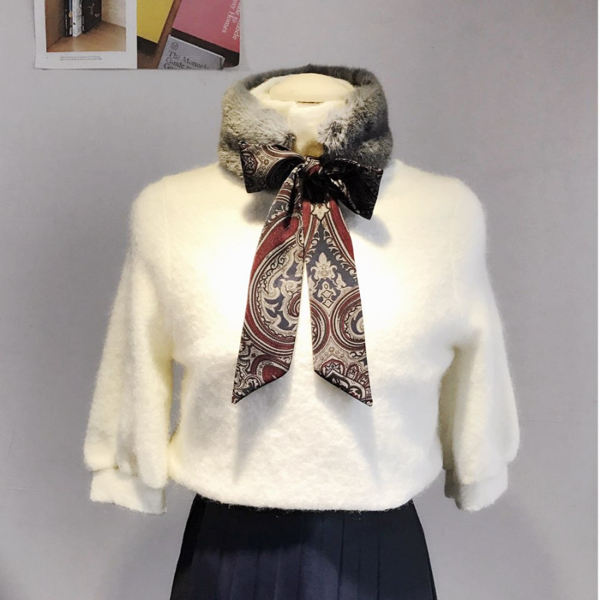 Gray Fake Per Mink Twilie Muffler Shawl Petit Scar