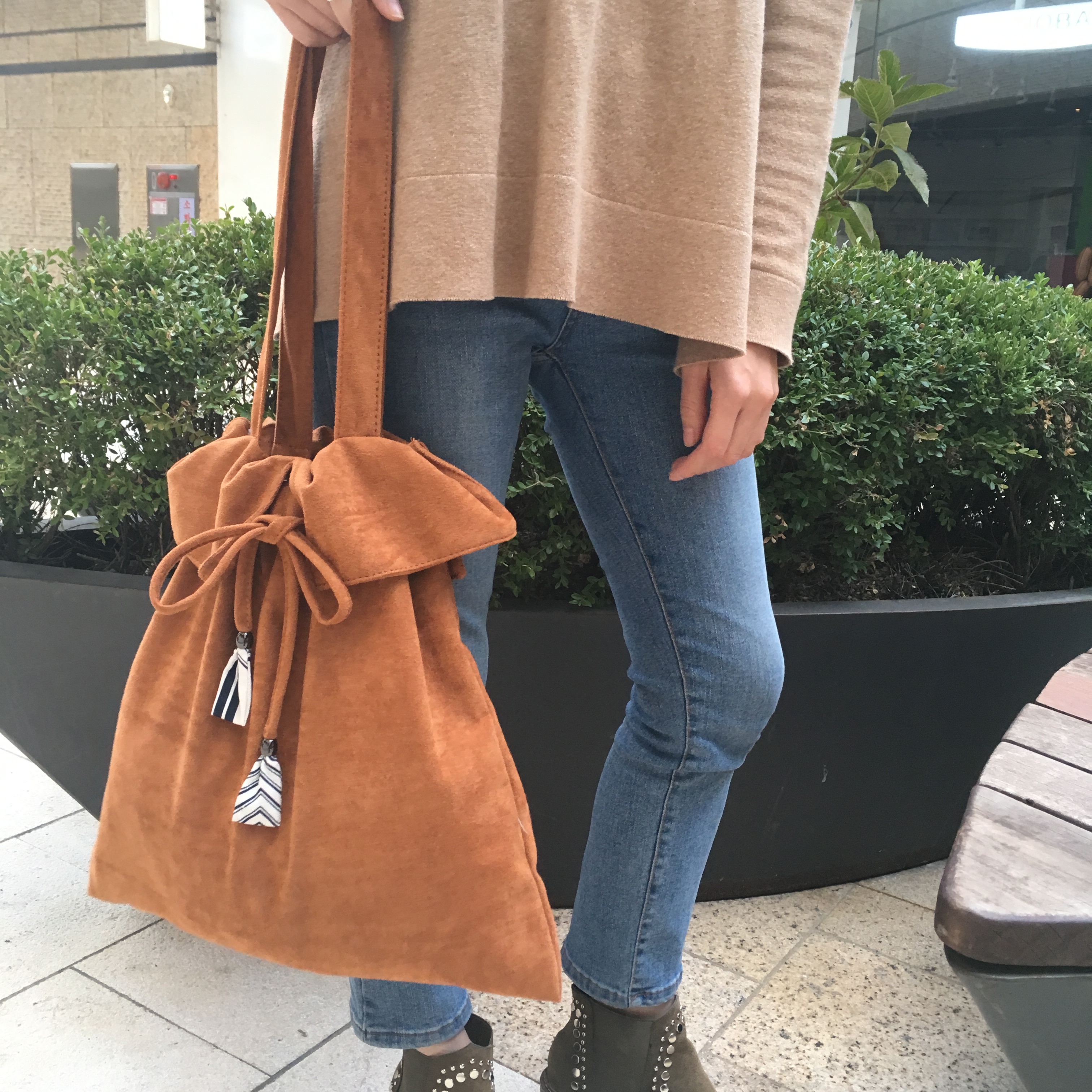 TOTE ECO SHOPPING TRAVEL Suede embroidered eco-bac