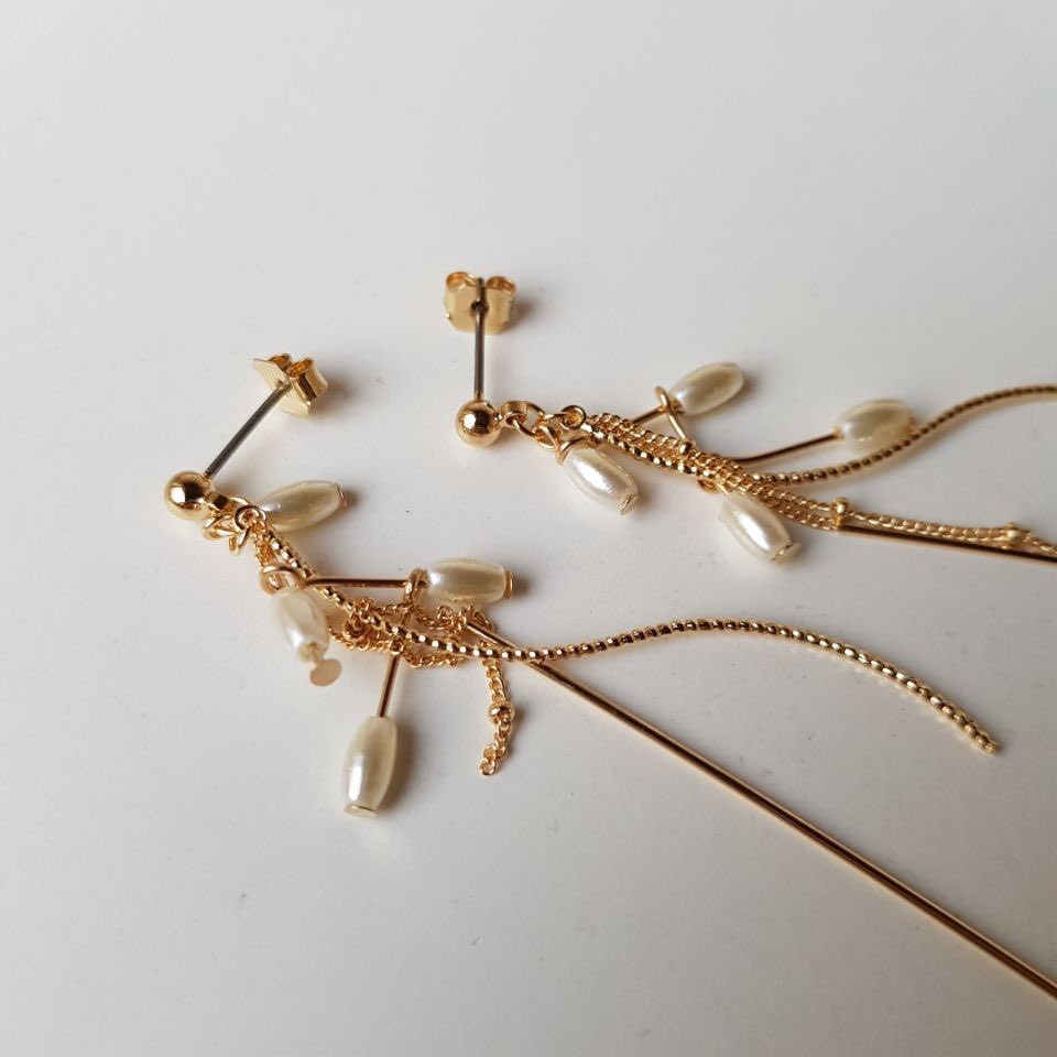 Lauren Crystal Long Drop Earrings 4 color Luxury l