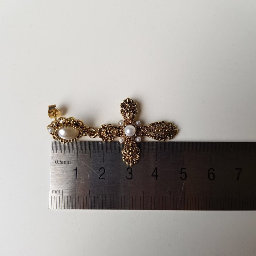 Jean Cross Antique Drop Earrings Women Elegant Lux