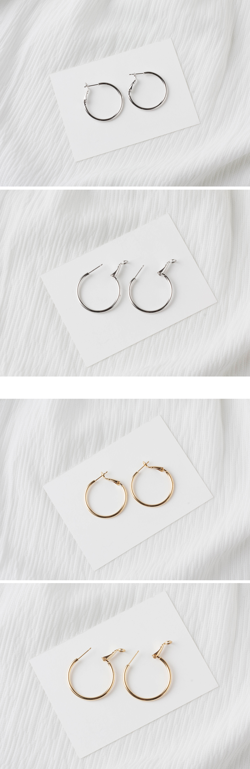 Basic basic ring earrings 3 kinds Daily coordinati