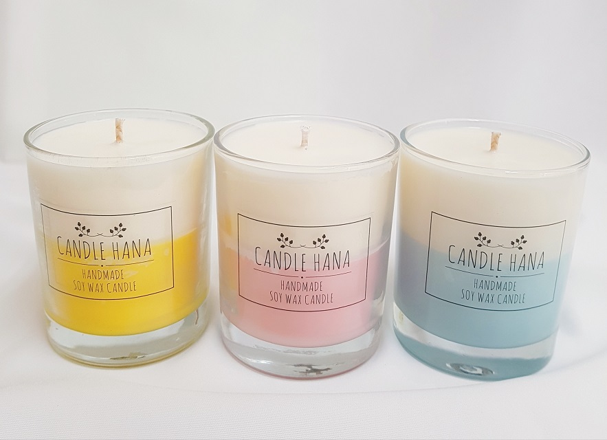 Two-tone soya candle 7oz, 9oz transparent containe