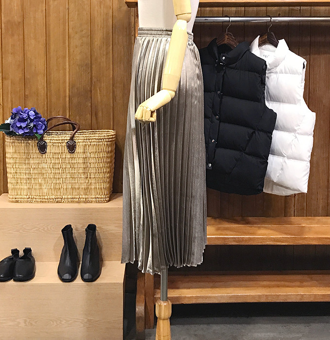 Metal pleated long skirt wrinkled autumn