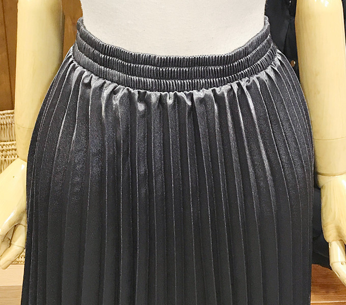 Metal pleated long skirt wrinkled autumn