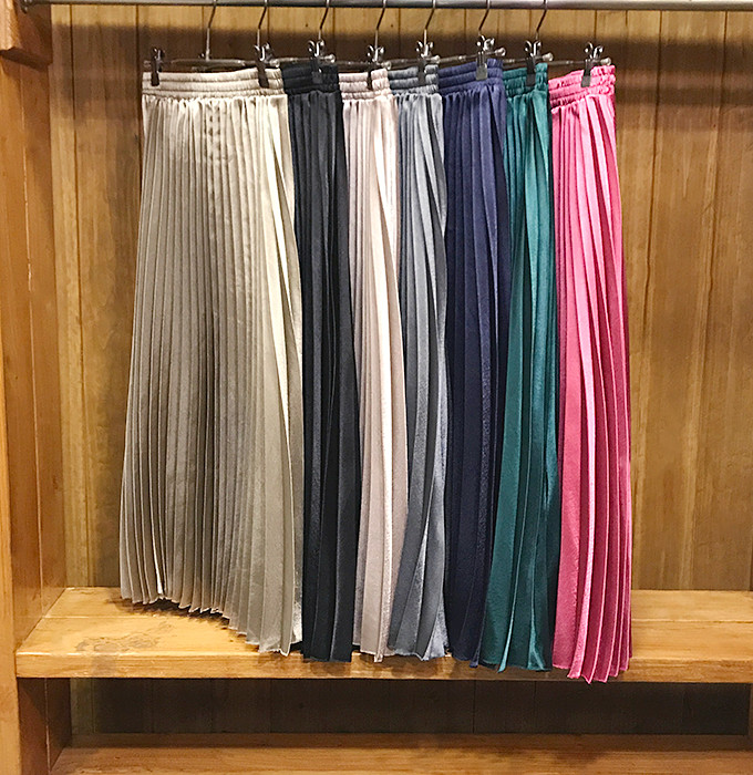 Metal pleated long skirt wrinkled autumn