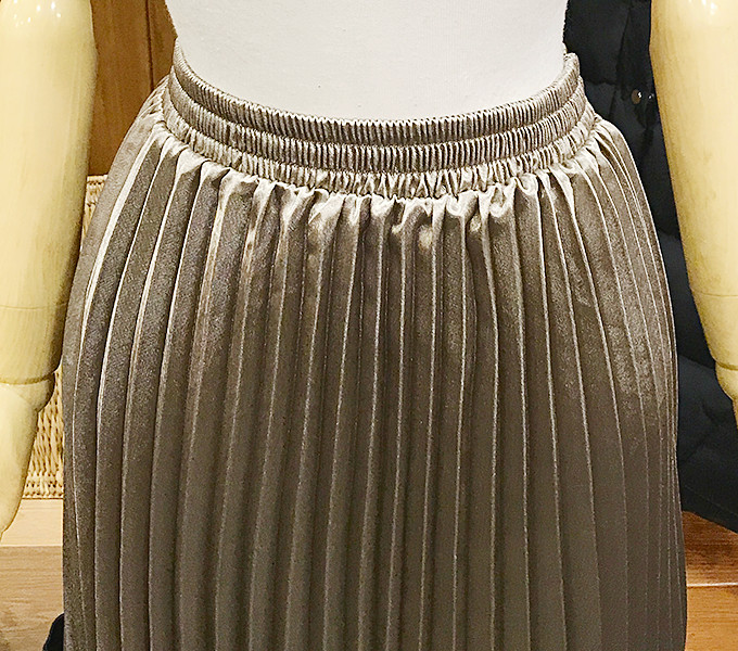 Metal pleated long skirt wrinkled autumn