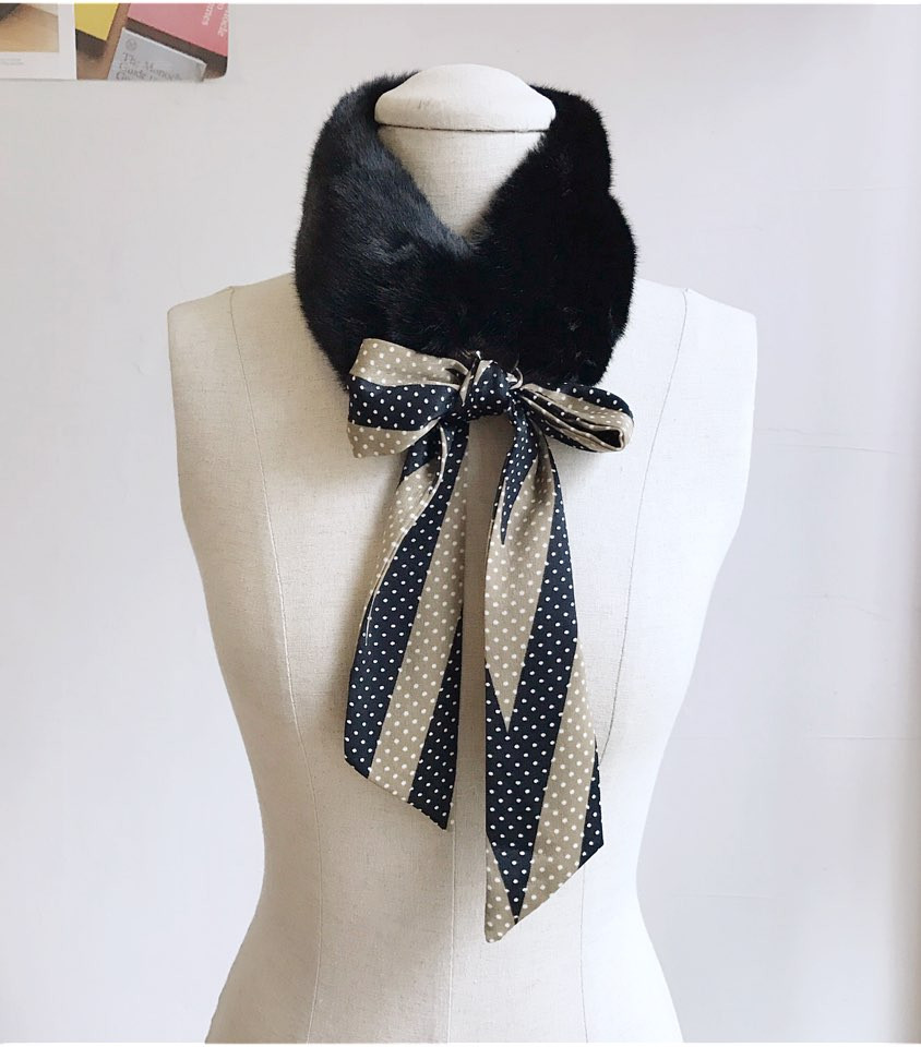 Black Fake Per Mink Twilie Muffler Shawl Petit Sca