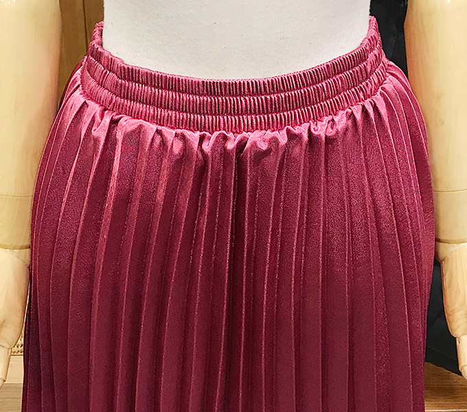 Metal pleated long skirt wrinkled autumn